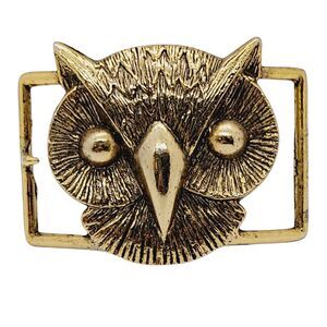 Owl Metal Belt Buckle Brutalis Modern Gold Plated Finish 3 3/8" Long x 2.5" high